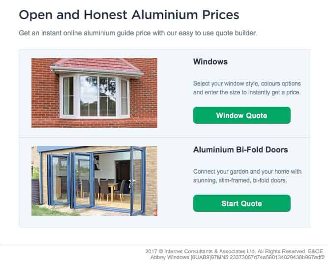 aluminium double glazing quoting engine Hook